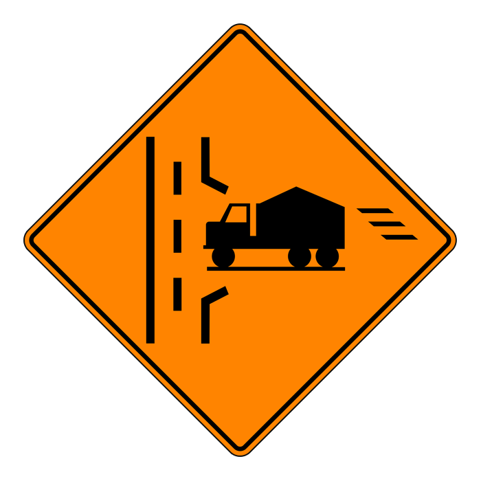SIGN TRUCK ENTER RIGHT SIDE ROAD 90X90