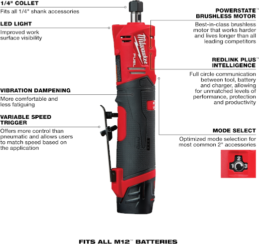 M12 FUEL 1/4 STR DIE GRNDR KIT