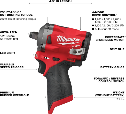 M12 FUEL 1/2 IMPACT WRENCH BARE TOOL