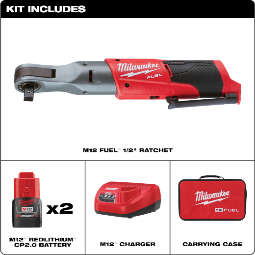 M12 FUEL 1/2" RATCHET 2 BATTERY