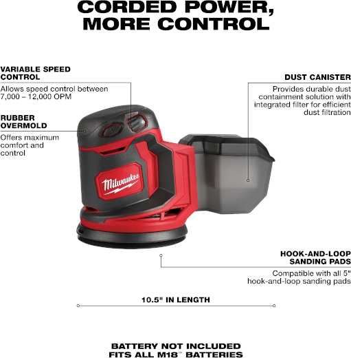 M18 5" RANDOM ORBIT SANDER (TOOL ONLY)