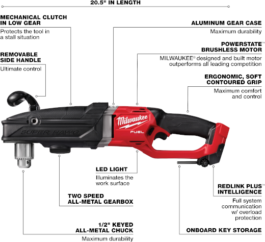 M18 FUEL� SUPER HAWG� 1/2" Right Angle Drill