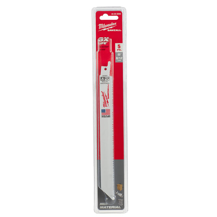 SAWZALL BLADE 8IN X 8/12TPI 5/PK