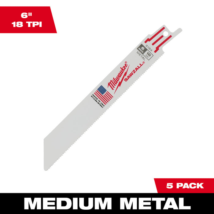 SAWZALL BLADE 6IN X 18TPI 5/PK