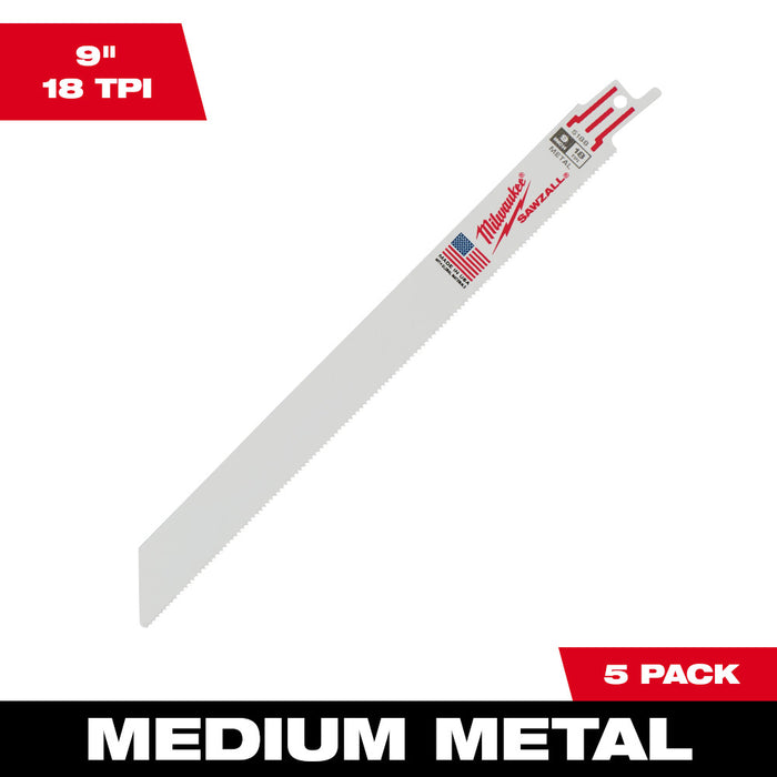 SAWZALL BLADE 9IN X 18TPI 5/PK