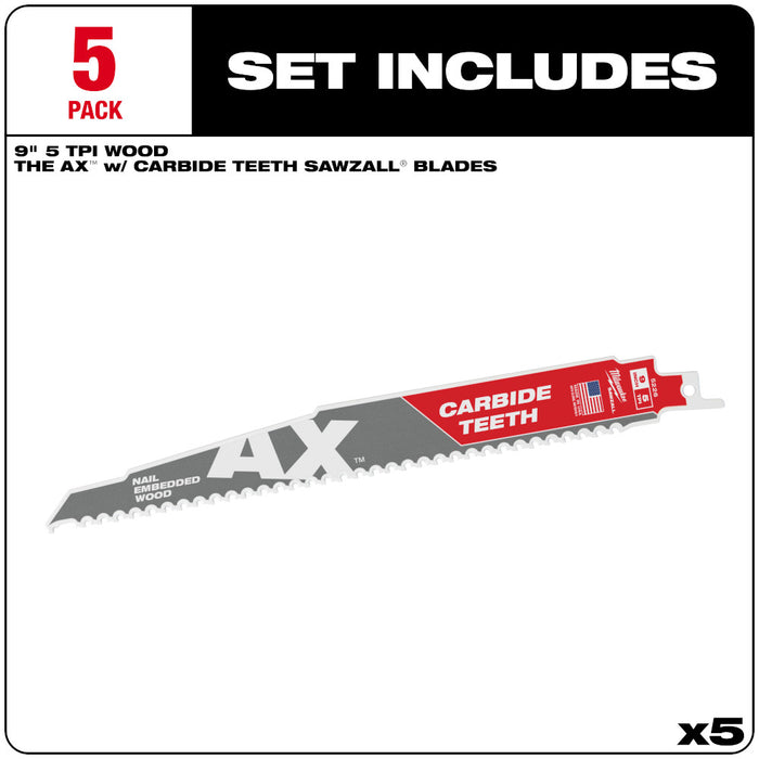 SAWZALL CT TORCH AX 9IN 5TPI 5/PK