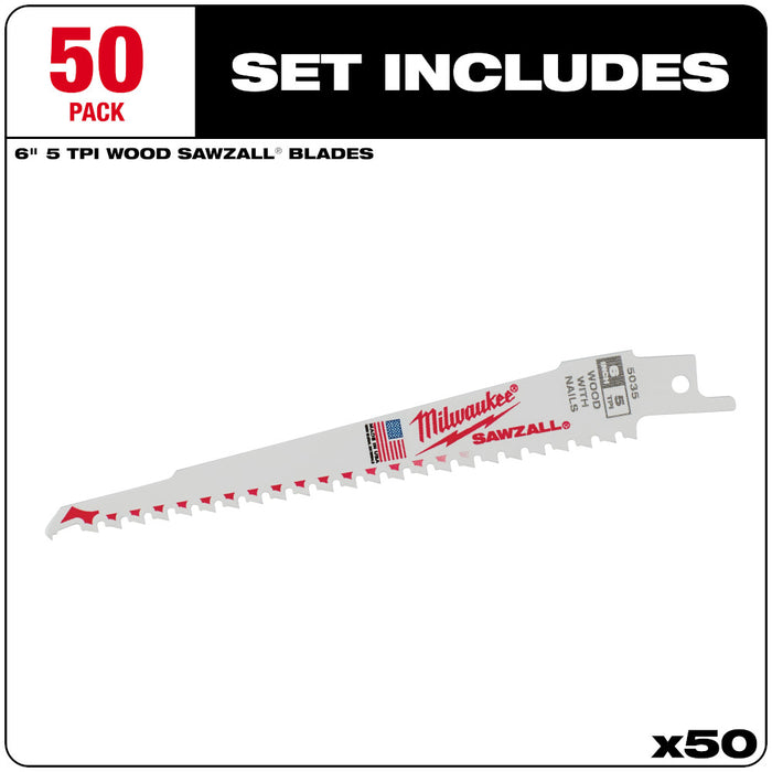 50PACK SAWZALL BL 5T 6LG