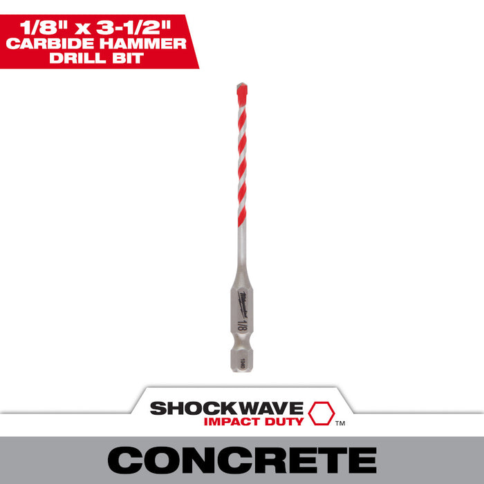 SHOCKWAVE CARBIDE HAMRDRILL BIT 1/8"X1-1/2"X3"
