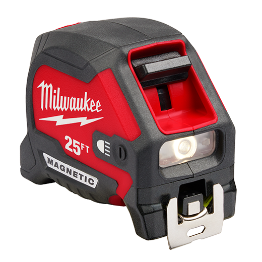 25ft Compact Wide Blade Magnetic Tape Measure w/ Rechargeabl