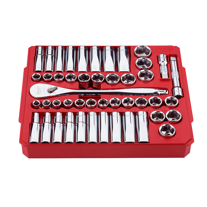 47PC 1/2"DR MET & SAE SOCKET SET CHR