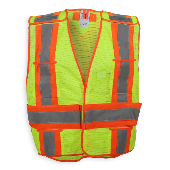TRAFFIC VEST LIME 5 PT TEAR AWAY