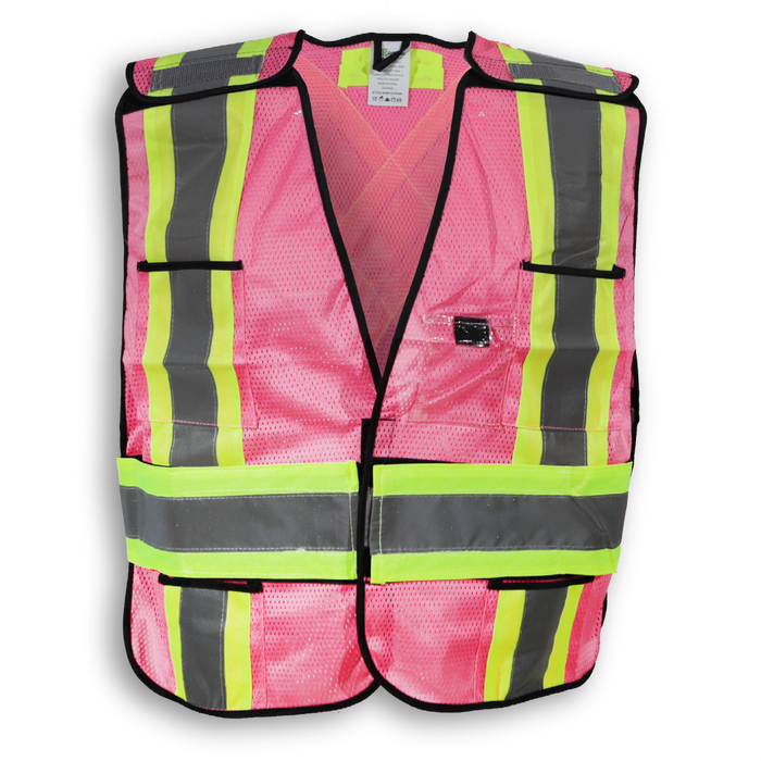 TRAFFIC VEST PINK 5 PT TEAR AWAY