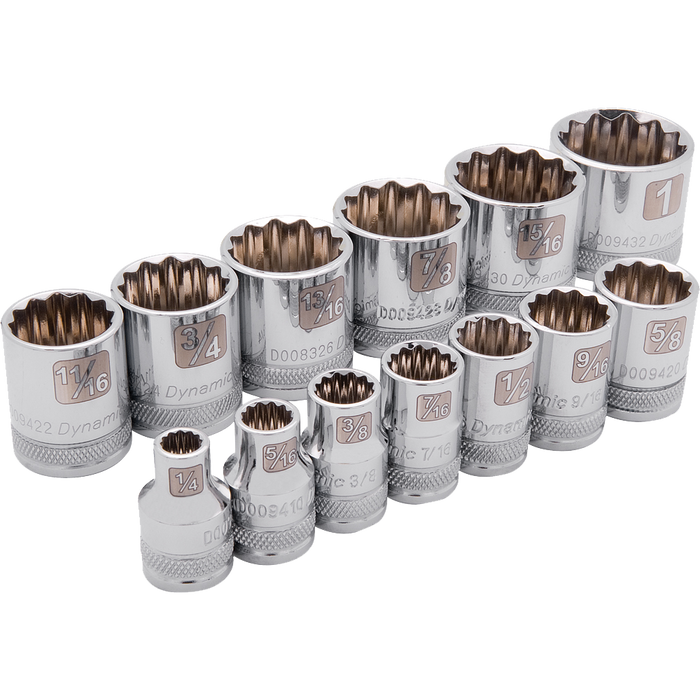 DYNAMIC 3/8" DRIVE 13 PIECE 12 POINT SOCKET SET - SAE