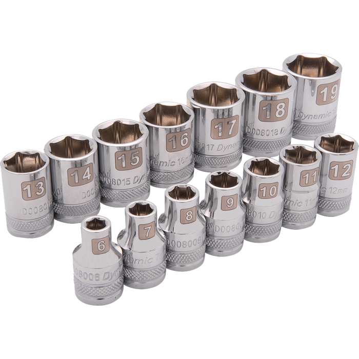 DYNAMIC 3/8" DRIVE 14 PIECE 6 POINT SOCKET SET - METRIC