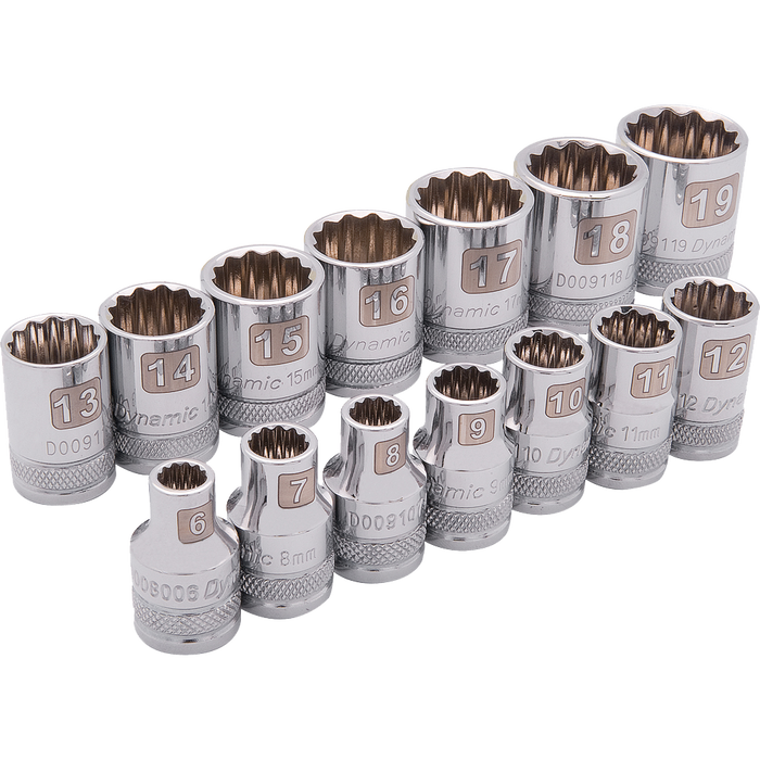 DYNAMIC 3/8" DRIVE 14 PIECE 12 POINT SOCKET SET - METRIC
