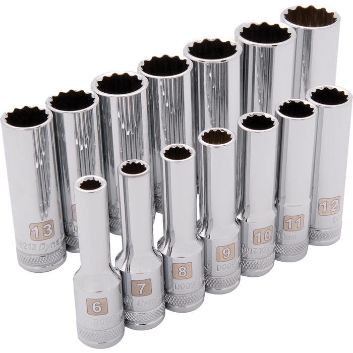 DYNAMIC 3/8" DRIVE 14 PIECE 12 POINT DEEP SOCKET SET - METRIC