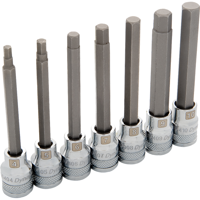 DYNAMIC 3/8" DRIVE 7 PIECE LONG HEX BIT SOCKET SET - METRIC