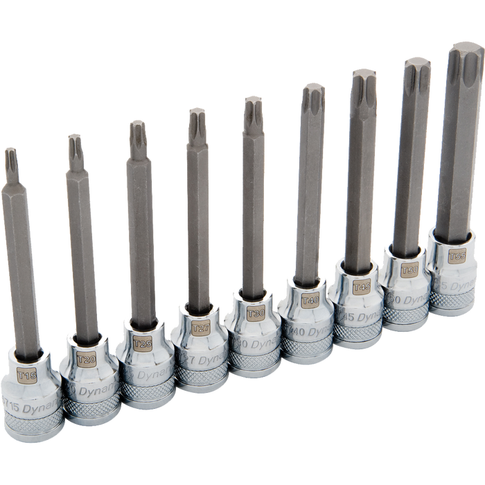 DYNAMIC 3/8" DRIVE 9 PIECE LONG TORX BIT SOCKET SET