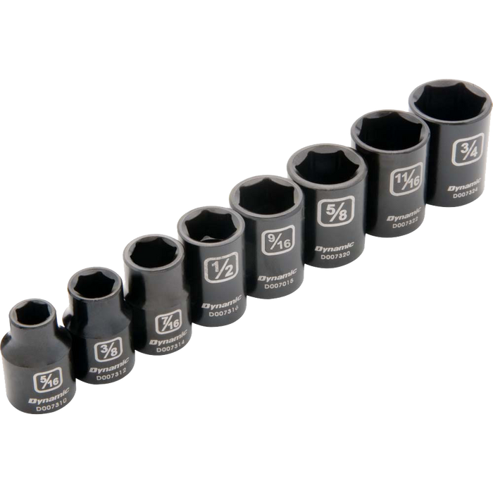 DYNAMIC 3/8 DRIVE 8 PIECE IMPACT SOCKET SET - SAE