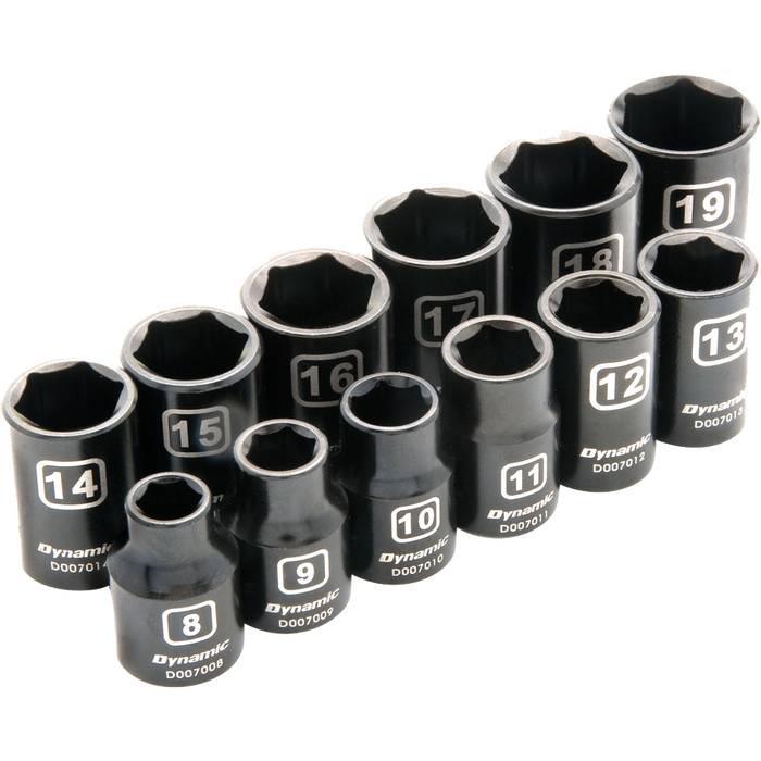 DYNAMIC 3/8" DRIVE 12 PIECE 6 POINT IMPACT SOCKET SET - METRIC