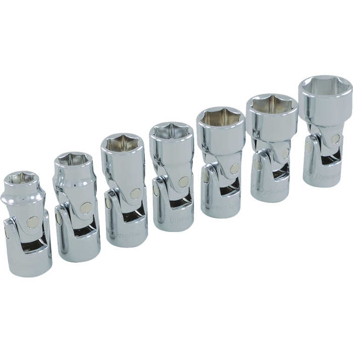 DYNAMIC 7-PIECE SAE U-JOINT SOCKET SET - CHROME