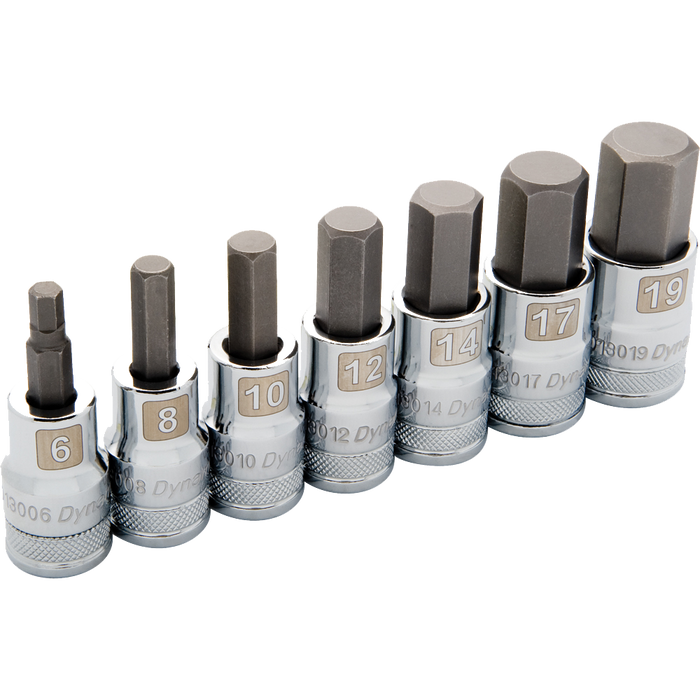 DYNAMIC 1/2" DRIVE 7 PIECE HEX SOCKET SET - METRIC