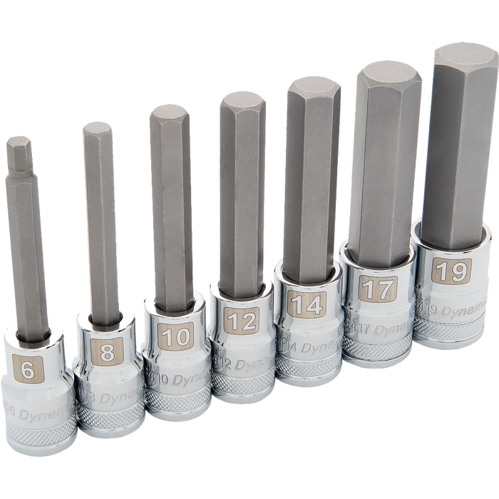 DYNAMIC 1/2" DRIVE 7 PIECE LONG HEX SOCKET SET - METRIC