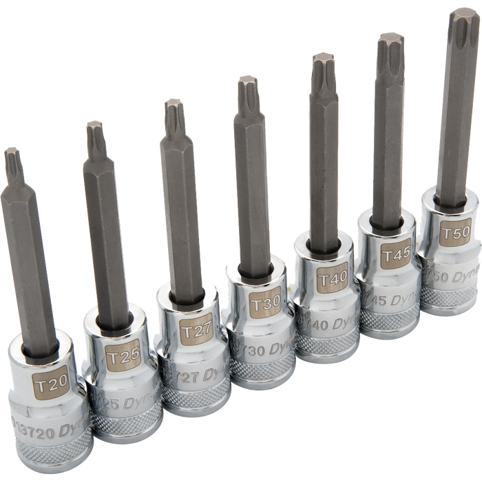 DYNAMIC 1/2" DRIVE 7 PIECE LONG TORX SOCKET SET - CHROME
