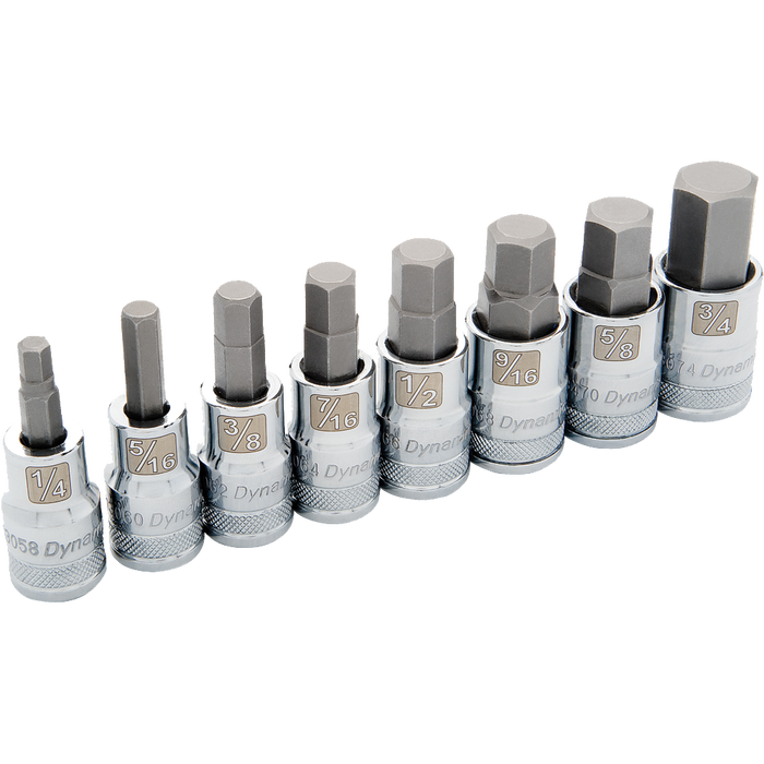 DYNAMIC 1/2" DRIVE 8 PIECE HEX SOCKET SET - SAE