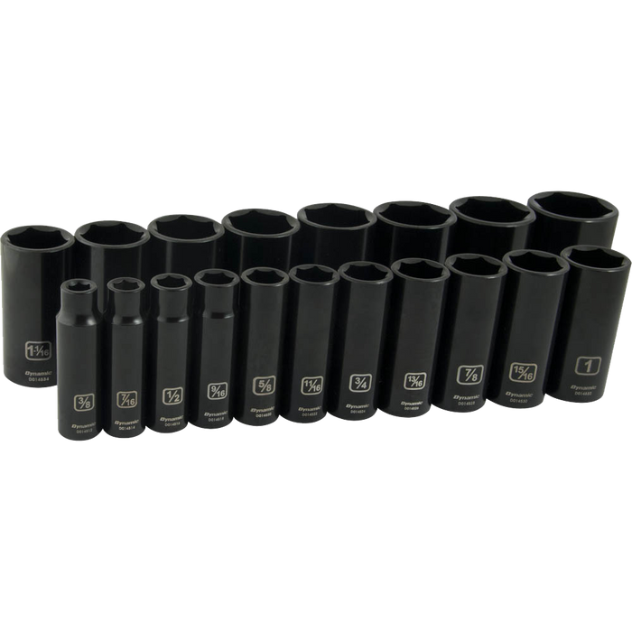 DYNAMIC 1/2" DRIVE 19 PIECE DEEP IMPACT SOCKET SET - SAE
