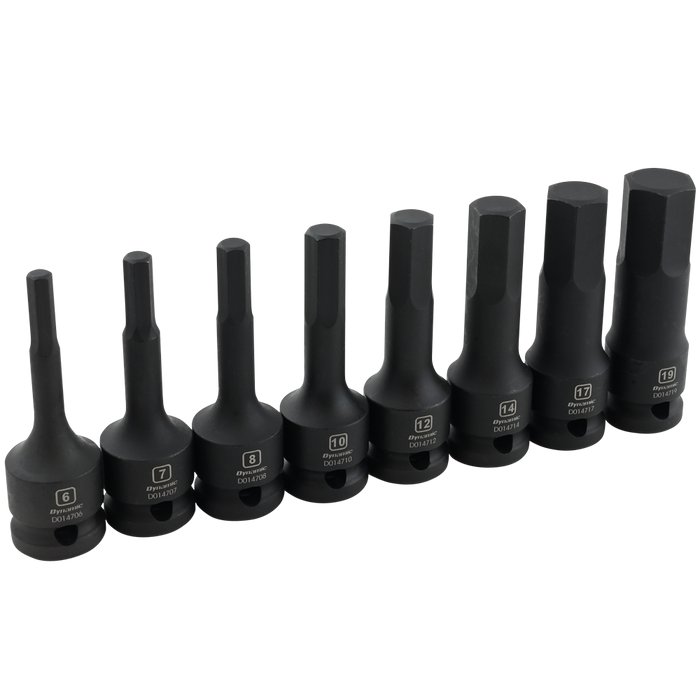 DYNAMIC 1/2" DRIVE 8 PIECE HEX IMPACT SOCKET SET - METRIC