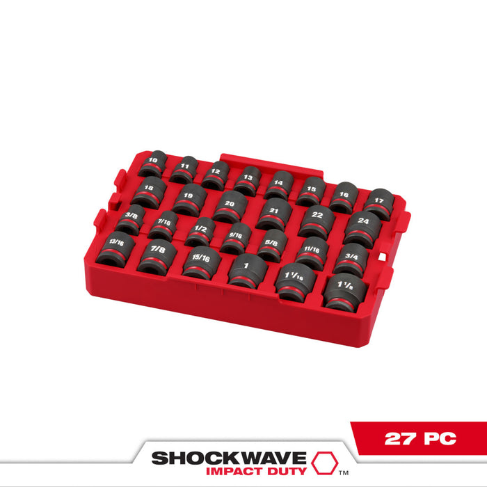 SHOCKWAVE Impact Duty� Socket 1/2� Dr 27PC SAE TRAY Set