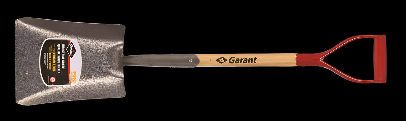 SQUARE POINT SHOVEL, WOOD HANDLE, D-GRIP