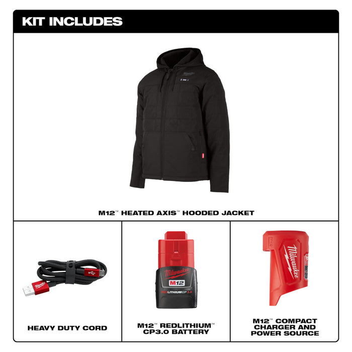 M12 BLACK HEATED AXIS JACKET KIT SZ 3XL