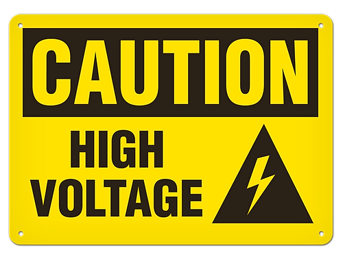 SIGN 7X10 AL CAUTION HIGH VOLT