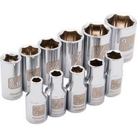 DYNAMIC 1/4" DRIVE 11 PIECE 6 POINT SAE SOCKET SET - CHROME