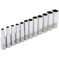 DYNAMIC 1/4" DRIVE 12 PIECE 6 POINT DEEP METRIC SOCKET SET - CHROME
