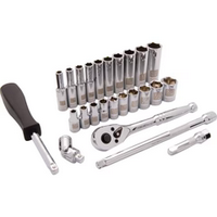 DYNAMIC 1/4" DRIVE 25 PIECE 6 POINT SAE STANDARD/DEEP SOCKET SET - CHROME
