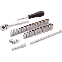 DYNAMIC 1/4" DRIVE 28 PIECE 6 POINT SAE/METRIC SOCKET SET - CHROME
