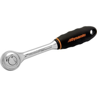 DYNAMIC 1/4" DRIVE 72 TOOTH COMFORT GRIP RATCHET - CHROME/BLACK