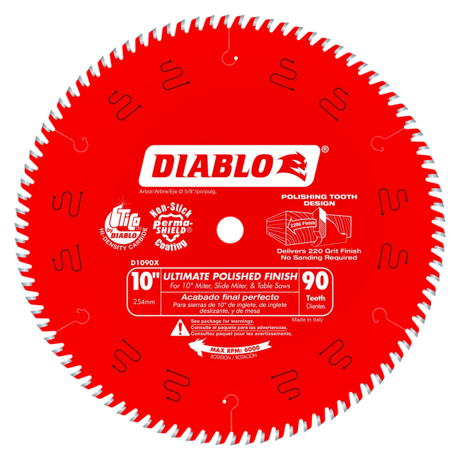 10" 90 TOOTH POLISHED FINISH SAW BLADE