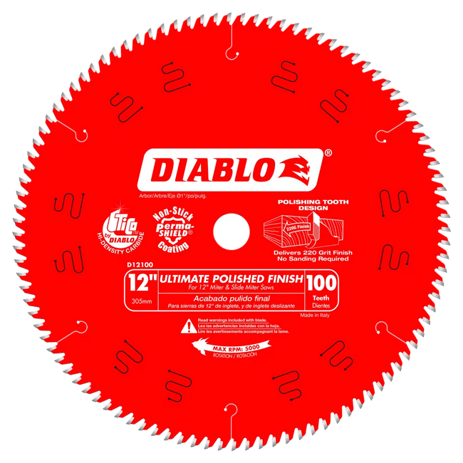 12" 100 TOOTH POLISHED FINISH SAW BLADE