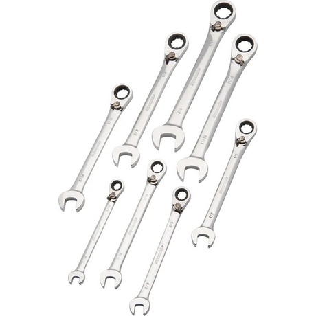 DYNAMIC 8 PIECE RATCHETING COMBO WRENCH SET - SAE