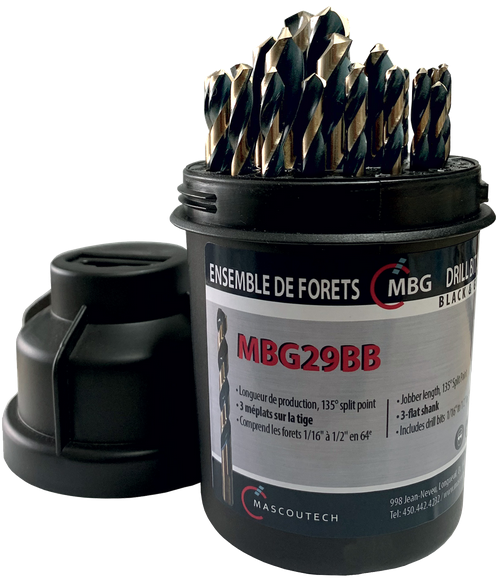 29 PC JOBBER LENGTH DRILL BIT SET 1/16"-1/2"