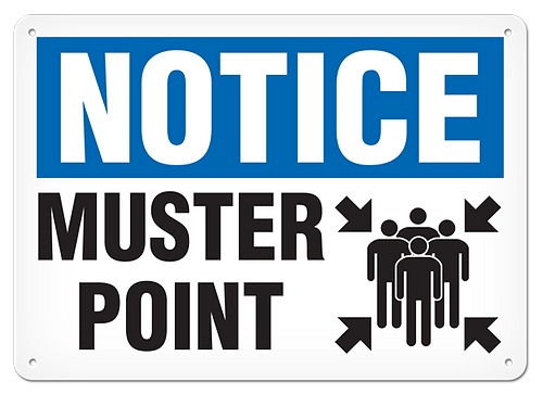 SIGN 10X14 MUSTER POINT ALUM