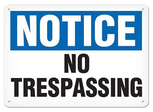 SIGN 10X14 PLASTIC "NO TRESSPASSING" 15/PK