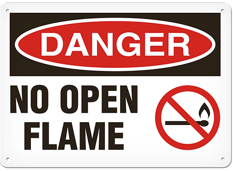 SIGN DANGER "NO OPEN FLAME" ADHESIVE VINYL 7"X10"
