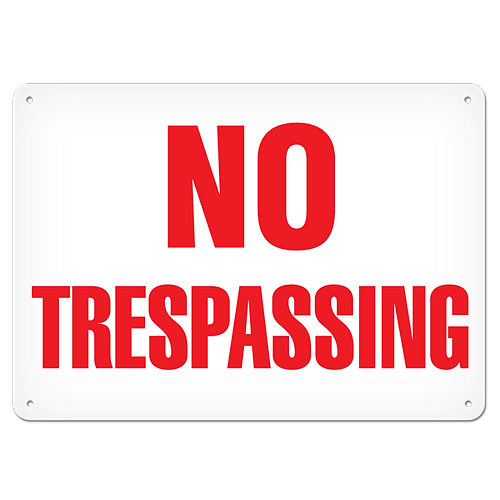 SIGN 10X14 PLASTIC NO TRESPASSING