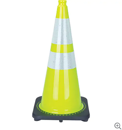 28 " lime traffic cone 2 reflective stripes