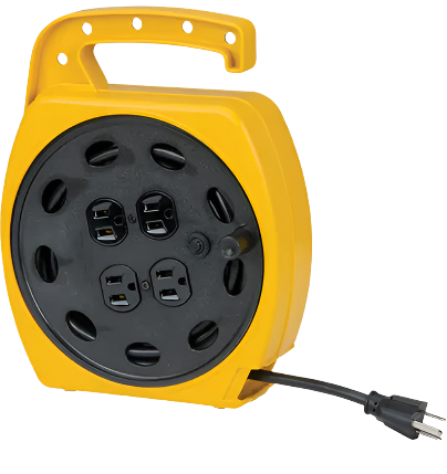 WIND UP EXT CORD 25' 10A 4 OUTLET